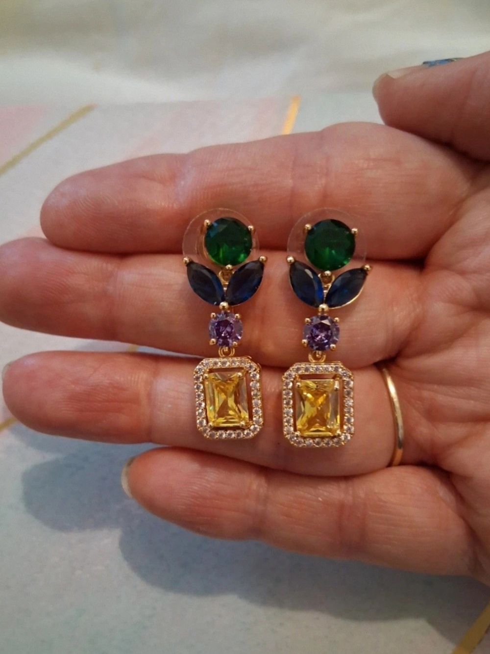 18k Gold Plated Eye Candy Brand Statement Earrings